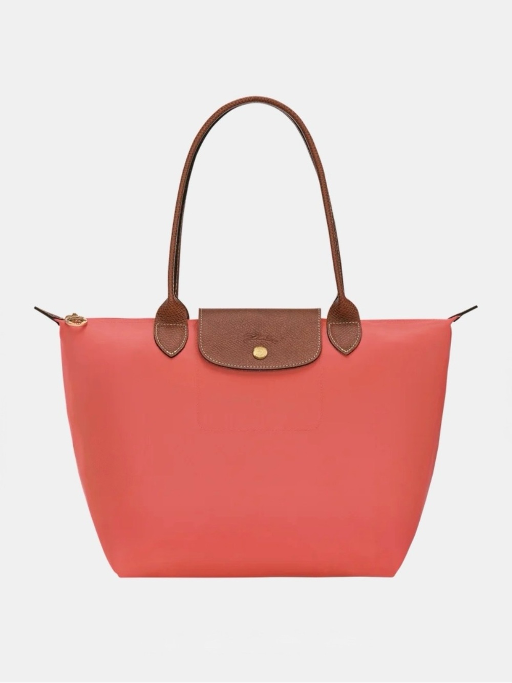 Authentic Longchamp Le Pliage Medium Shoulder Tote - Grenadine Pink